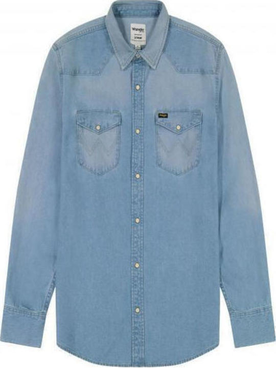 Western Long-sleeved Denim Shirt Light Stone