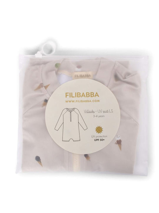Filibabba Детски Бански Цял Бански с Дълъг Ръкав Beige