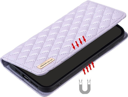 Binfen Diamond Lattice Wallet Din Piele Artificială Violet Redmi Note 13 5G
