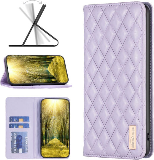 Binfen Diamond Lattice Wallet Din Piele Artificială Violet Redmi Note 13 5G