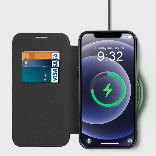 Erbord Brieftasche Synthetisches Leder / Silikon Schwarz (iPhone 12)
