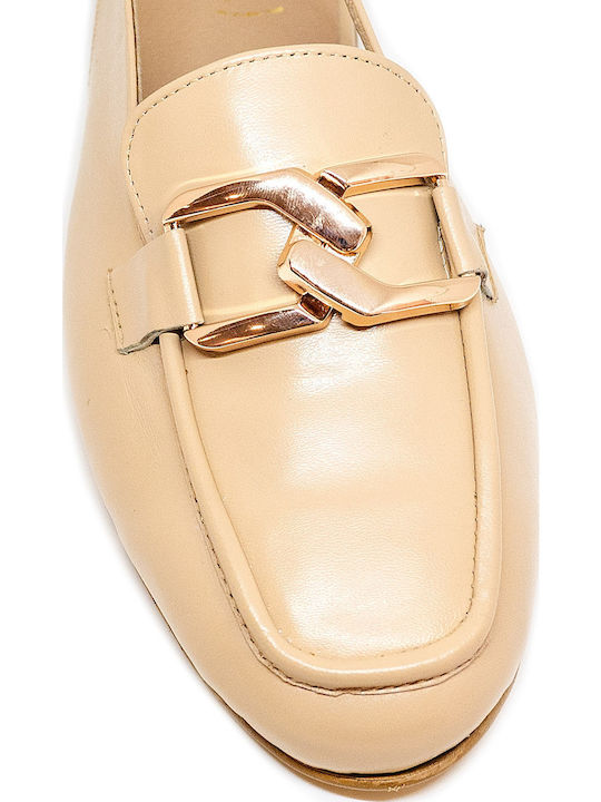 Lederne Damen Ballerinas in Beige Farbe
