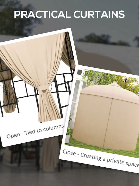 Outsunny Garden Gazebo Beige 3x3m