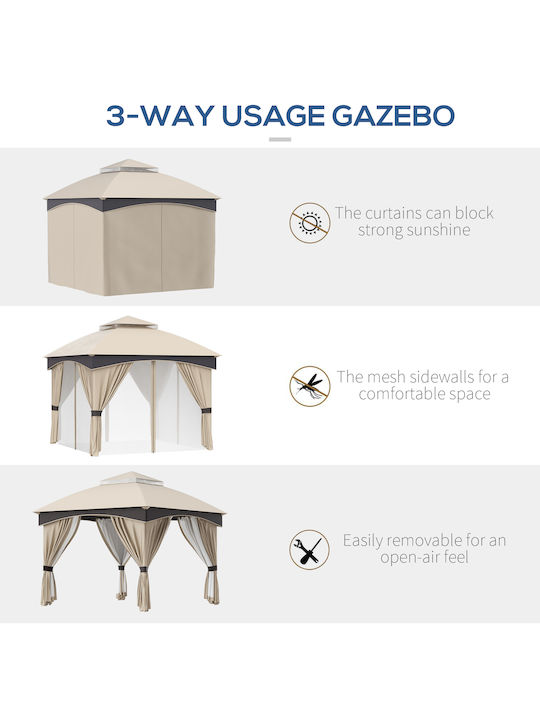 Outsunny Gazebo Grădină Gri x3m