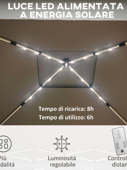 Outsunny Gazebo Garten mit LEDs Gray 3.36x3.36m