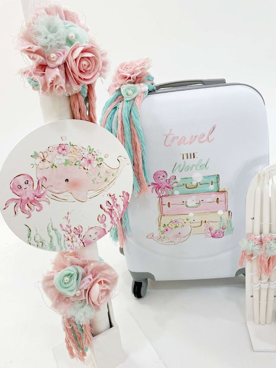 Σετ Βάπτισης Έλενα Μανάκου Travel Pink Sea K24-014