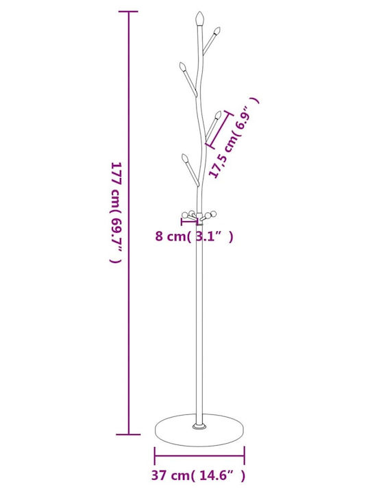 vidaXL Metallic Coat Rack White 37x37x177cm