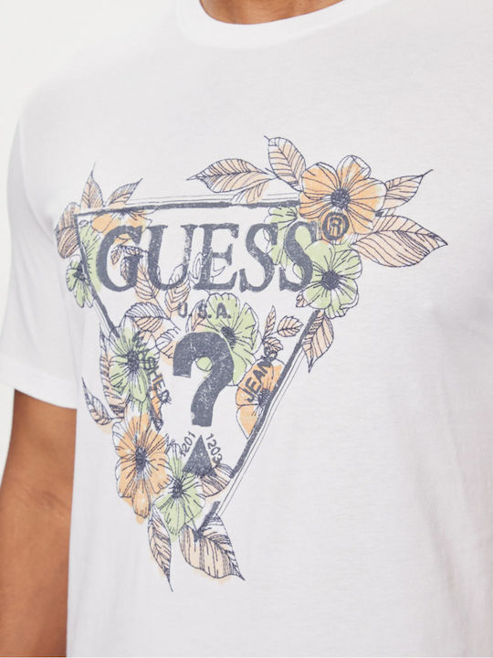 Guess Herren T-Shirt Kurzarm Weiß