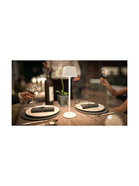 ArteLibre Georgina Metall Tischlampe LED mit Weiß Schirm und Basis