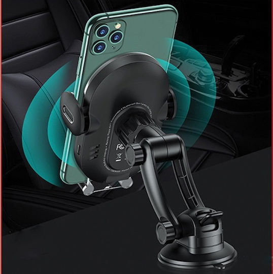 Usams CD131 Car Mobile Mount with Adjustable Hooks and Wireless Charging Black