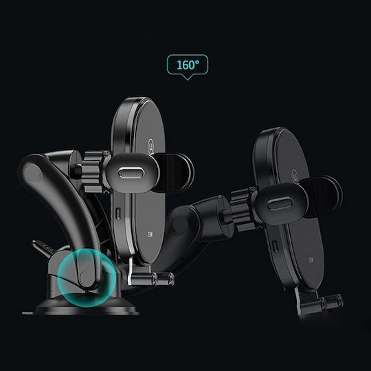 Usams CD131 Car Mobile Mount with Adjustable Hooks and Wireless Charging Black