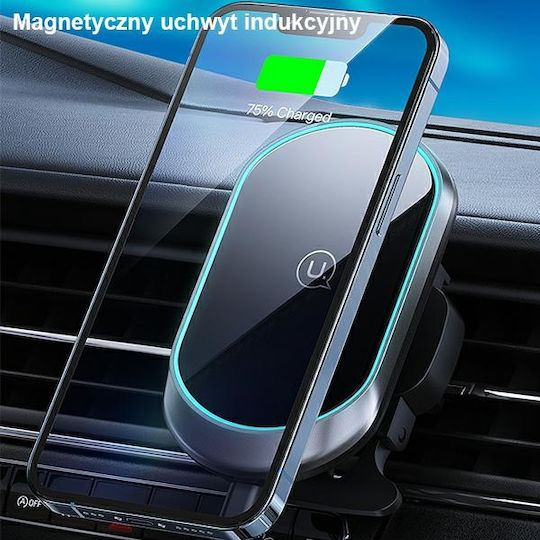 Usams USA801 Car Mobile Mount with Magnet and Wireless Charging Black