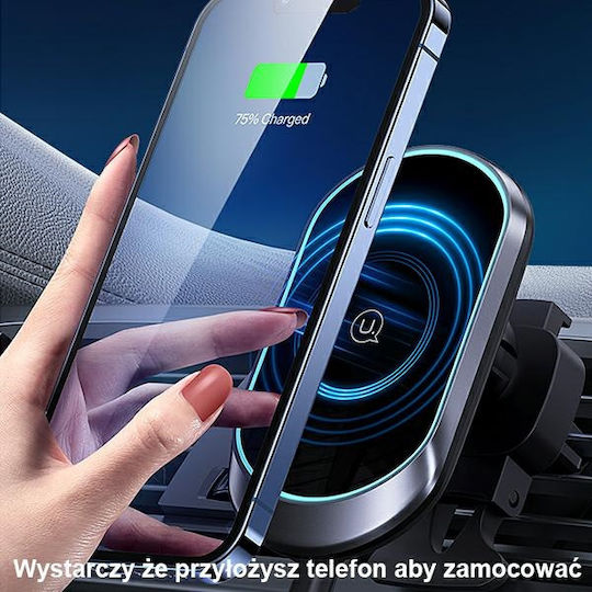 Usams USA801 Car Mobile Mount with Magnet and Wireless Charging Black