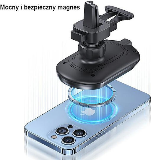 Usams USA801 Car Mobile Mount with Magnet and Wireless Charging Black