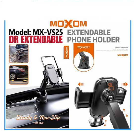 Moxom Βάση Κινητού Αυτοκινήτου 6.5" - 6.5" με Ρυθμιζόμενα Άγκιστρα Μαύρη