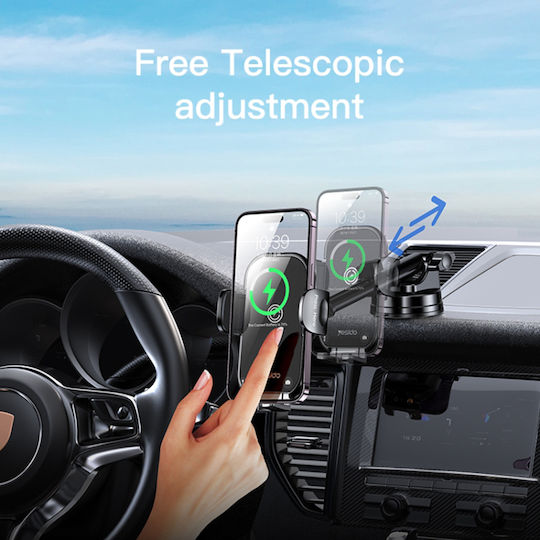 Yesido Suport Auto pentru Telefon cu Cârlige Reglabile Negru