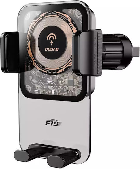 Dudao F19 Car Mobile Mount with Adjustable Hooks and Wireless Charging Black