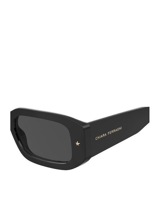 Chiara Ferragni Women Sunglasses with Black Horn-Rimmed Frame and Black Lens CF7031/S 807/IR