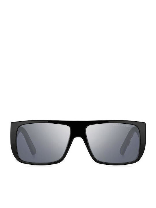 Marc Jacobs Unisex Γυαλιά Ηλίου με Μαύρο Κοκκάλινο Σκελετό και Ασημί Ντεγκραντέ Καθρέφτη Φακό MARCLOGO096/S 08AT4