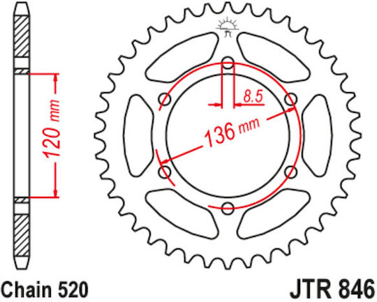 JT Sprockets Γρανάζι Πίσω για Yamaha TZR