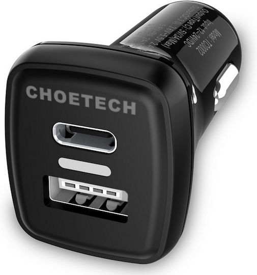 Choetech TC0005 Car Charger 18W 3A Fast Charging with One Port 1xUSB-A Black Color