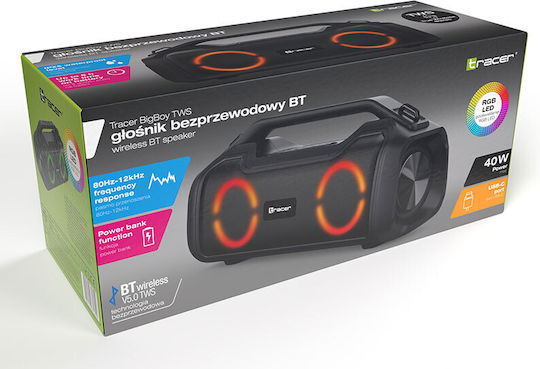 Tracer BigBoy Boxă Bluetooth 40W cu Radio și Durată de Baterie până la 8 ore Negru