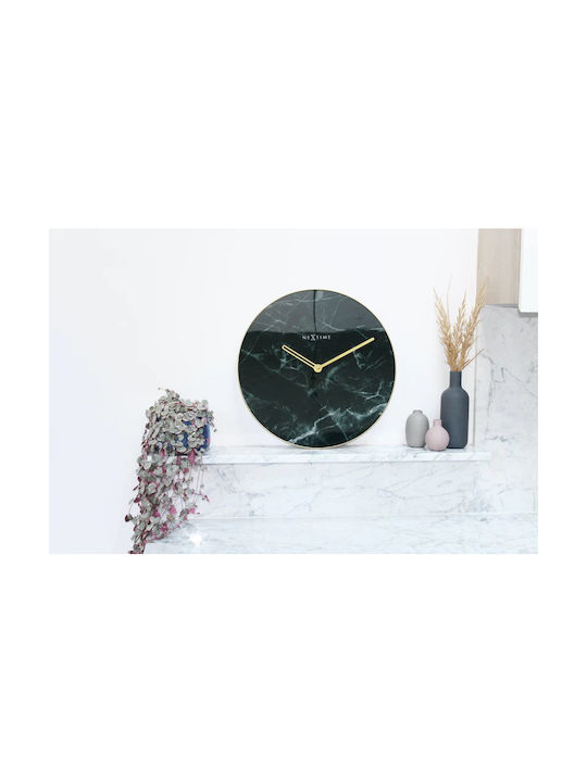 Nextime Marble Silent Wall Clock Glass Black Ø40cm