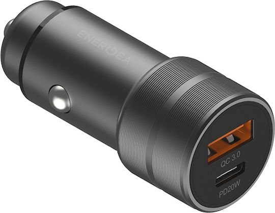Energea Φορτιστής Αυτοκινήτου 38W με Θύρες: 1xUSB 1xType-C