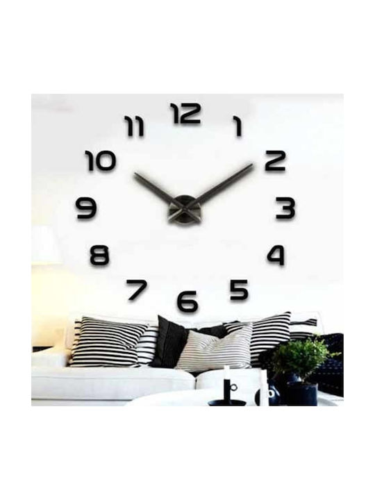 3D Wall Clock Sticker Plastic Black