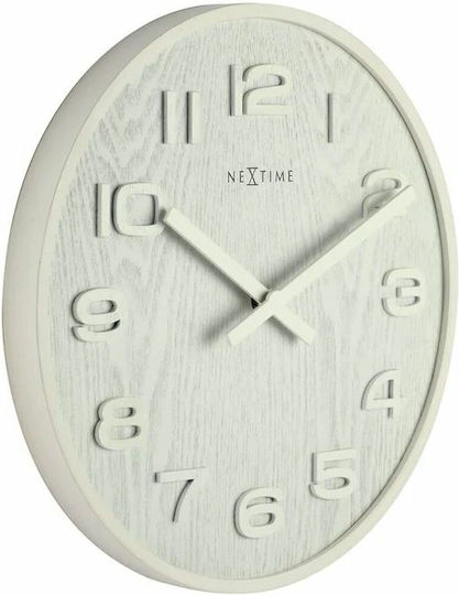 Nextime Ρολόι Τοίχου Ξύλινο Λευκό Ø35.5cm Nextime Ρολόι Τοίχου Ξύλινο Λευκό Ø35.5cm