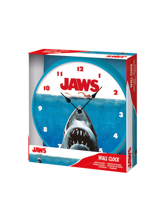 Pyramid International Jaws Rising Wall Clock Plastic Blue Ø25cm