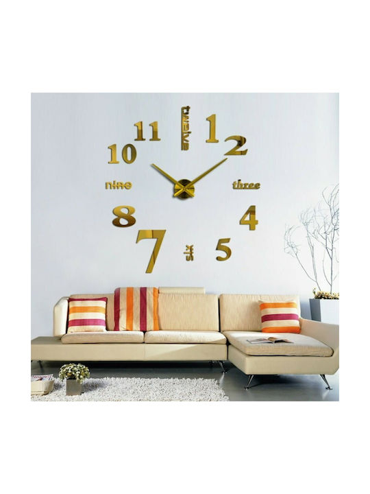 Factory 3D Wall Clock Sticker Metallic Silver Ø41cm