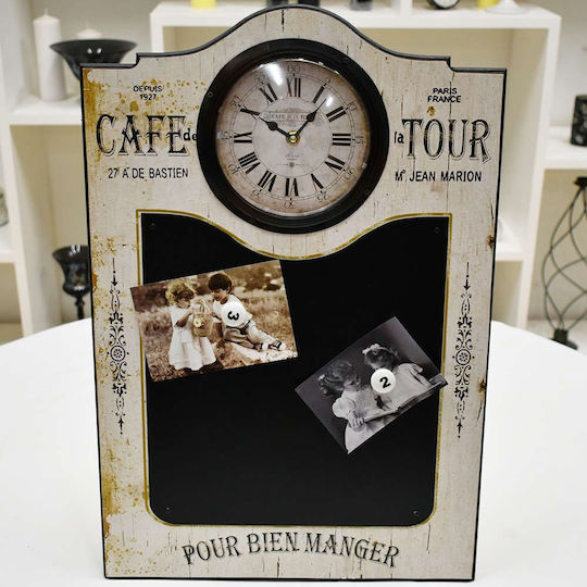 Espiel Café Tour Ρολόι Τοίχου Ξύλινο Λευκό 43x60cm