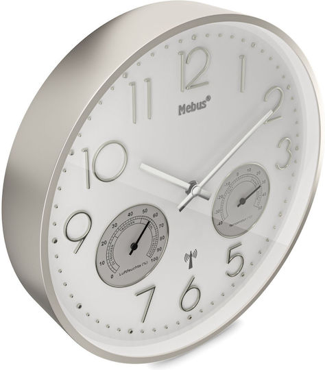 Mebus Radio Wanduhr Weiß Ø30cm