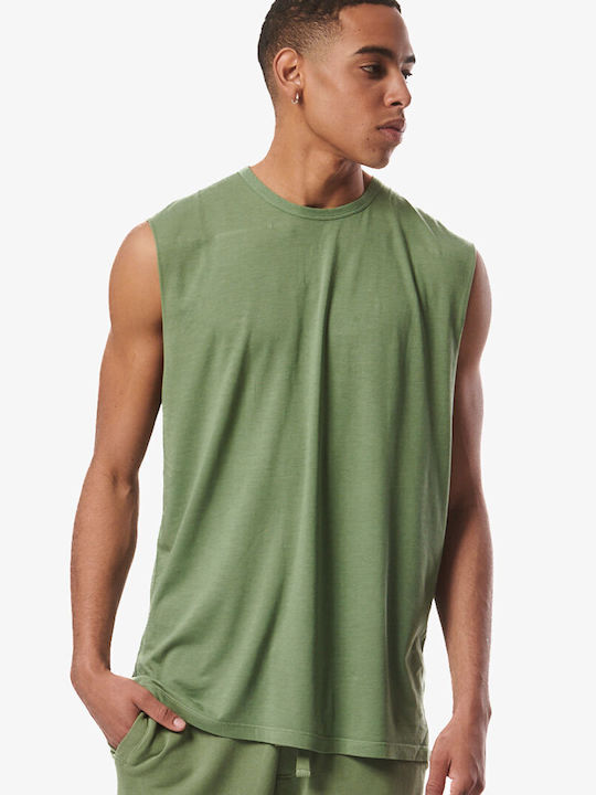 Body Action Herren Shirt Ärmellos Hedge Green