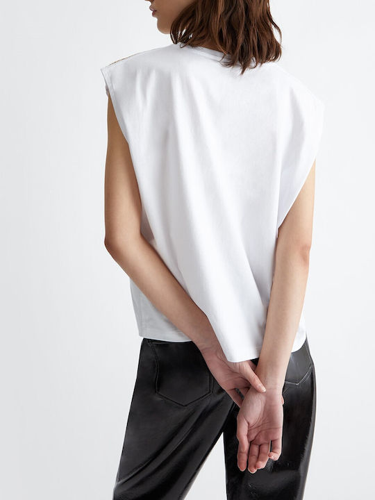 Liu Jo Women's Summer Blouse Cotton Sleeveless White
