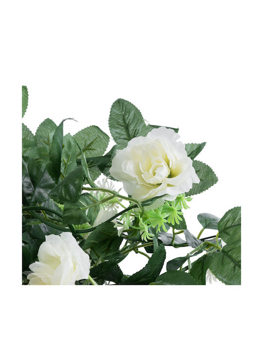 GloboStar Κρεμαστό Τεχνητό Φυτό Τριαντάφυλλο Λευκό 220cm σε Κουτί