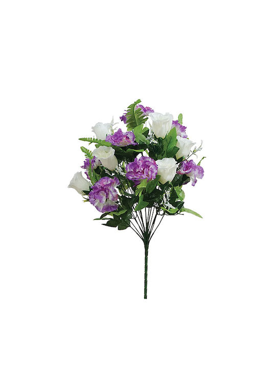 Marhome Buchet din Flori Artificiale Trandafir Purple 50cm 1buc