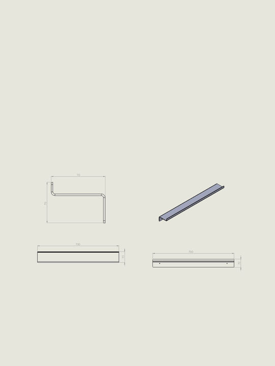 Verdi Wall Mounted Bathroom Shelf Metallic 70x9.3x7cm White