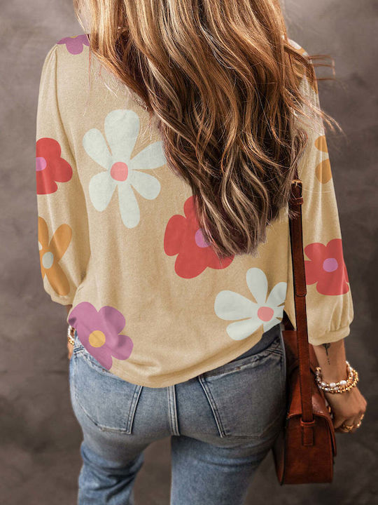 Beige Floral Top Sena Beige