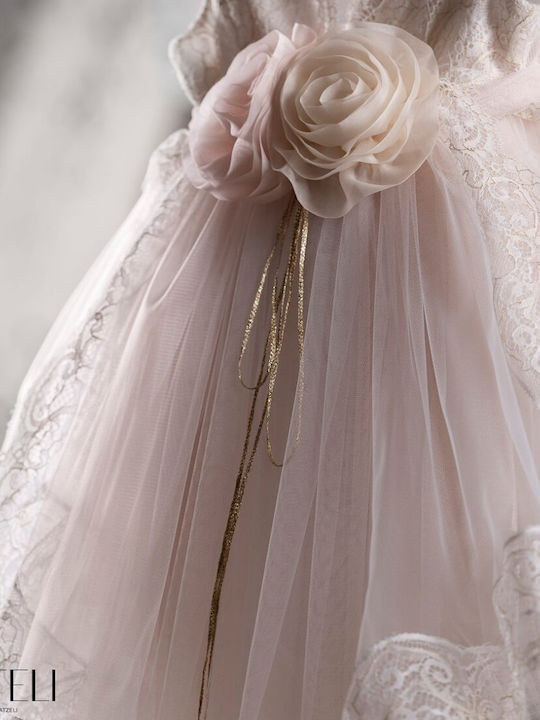 Vinte li Ecru Taufkleidung für Mädchen mit Haar-Accessoires & Kleid 2 Stück