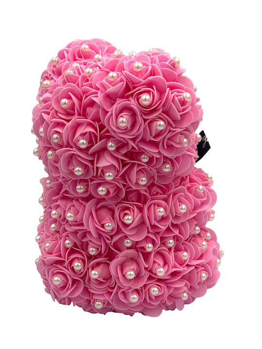 Teddybär aus künstlichen Rosen Rosa 25cm Cosmofan