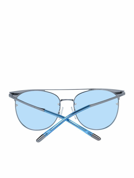 Ana Hickmann Women's Sunglasses with Silver Metal Frame and Blue Lens