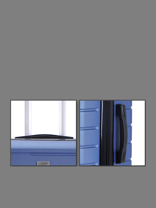 Lavor Large Hard Blue Travel Suitcase with 4 Wheels Height 75cm