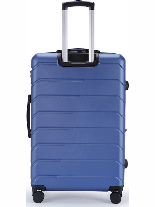 Lavor Large Hard Blue Travel Suitcase with 4 Wheels Height 75cm