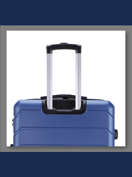 Lavor Large Hard Blue Travel Suitcase with 4 Wheels Height 75cm