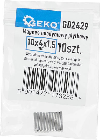 Magnetic Neodymium Plates Set 10x4x1.5mm 10 Elements Geko G02429