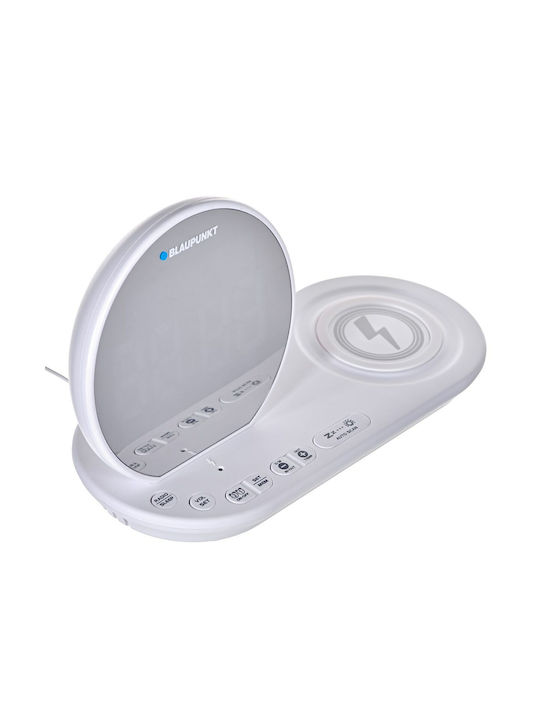 Blaupunkt Tabletop Digital Clock with Alarm, Radio and Wireless Charging White CR85WH