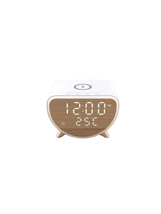 Tabletop Digital Clock with Alarm & Wireless Charging White AY-23