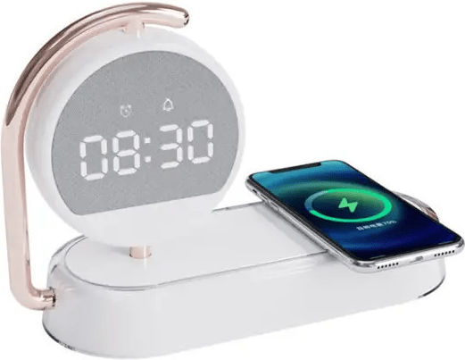 Ceas De Masă Digital Led Din Plastic Cu Ceas Deșteptător Și Încărcare Wireless Alb K01T